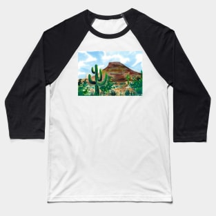 Desert Hill and Cactus Baseball T-Shirt